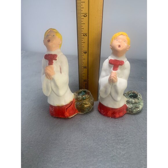 Vintage 1977 B & C Chalkware Choir Boy Candle Holders Set of 2 - Picture 12 of 14